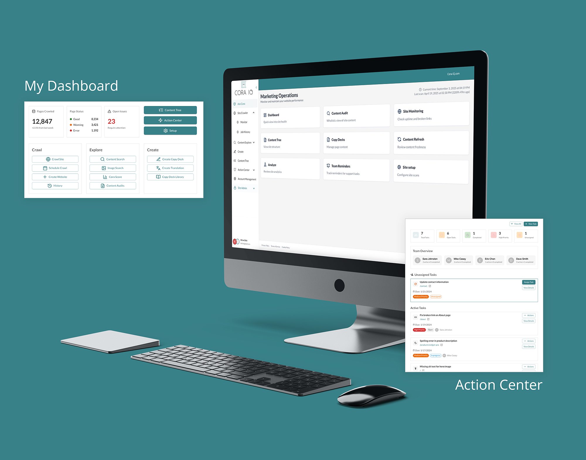 Cora IQ dashboard views on computer